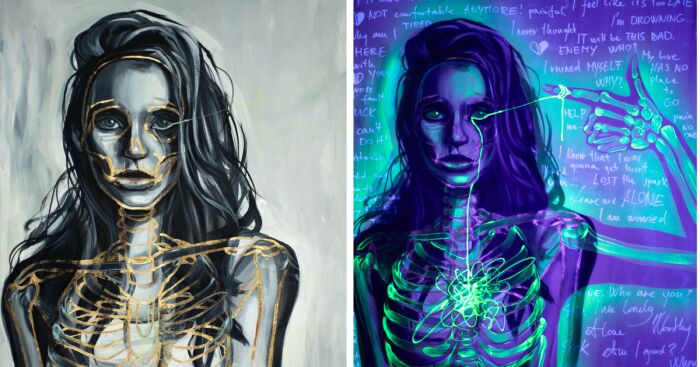 I Created Glow-In-The-Dark Paintings As Mental Disorders And Fears (9 Pics)