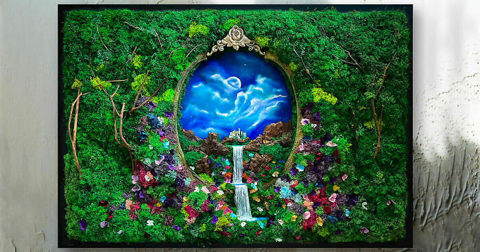 I Made A Mystic Jungle Forest Flowers Door Art: A Portal To Another World With Preserved Moss (11 Pics)