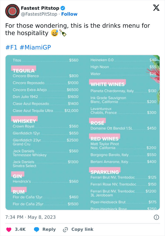 The Menus From Formula 1 Have Gone Viral For All The Wrong Reasons, Here’s How People Reacted The Menus From Formula 1 Have Gone Viral For All The Wrong Reasons, Here’s How People Reacted