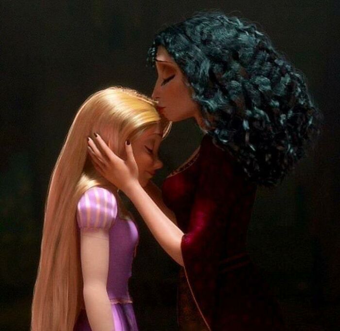 In Tangled(2010) Mother Gothel Says “I Love You The Most”, While Kissing Rapunzel's Hair Instead Of Her Forehead