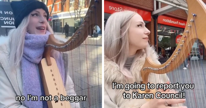 Harpist Street Performer Impressively Keeps Her Composure While A “Karen” Berates Her