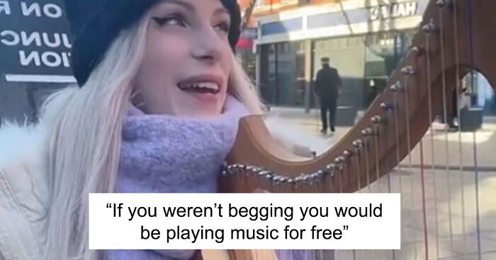 “Bitter Karen” Gets Slammed For Disrupting Woman Playing The Harp In The Street