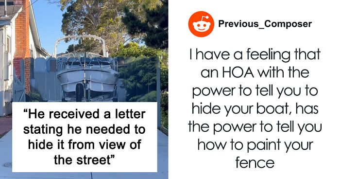 City Demands This Guy Hide His Boat In The Driveway, He Asks Artist To Paint It On The New Fence
