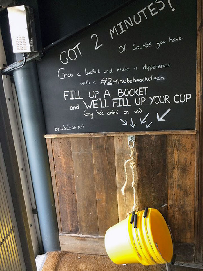 The Cafe At My Closest Beach Gives Free Drinks To People Who Collect A Bucket Of Litter From The Beach