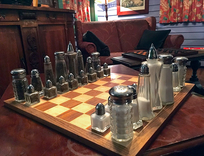 I Found This Salt And Pepper Chess Set At An Italian Restaurant In New Hampshire