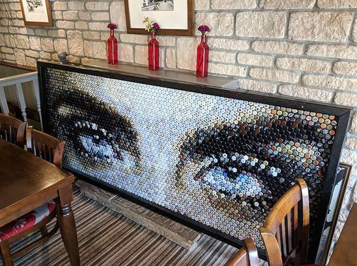 This Picture At My Local Pub Is Made From Bottle Caps