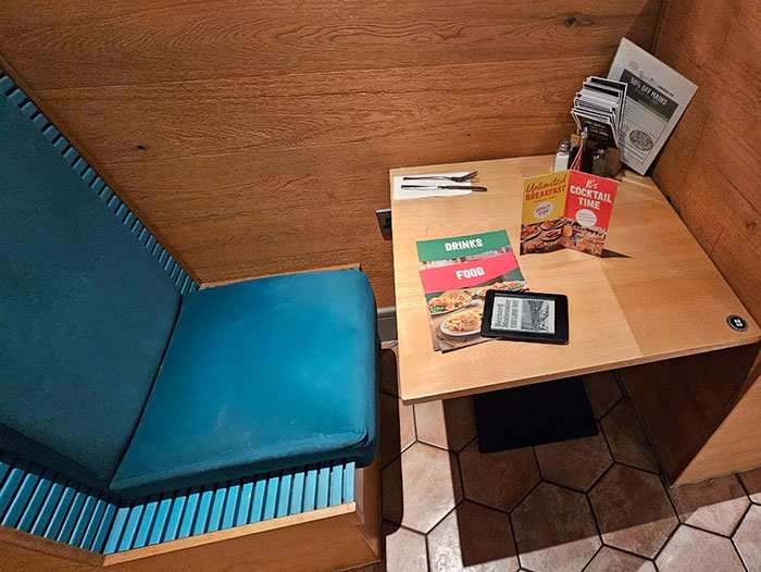 The Pub I'm In Has Little Booths For Solo Diners