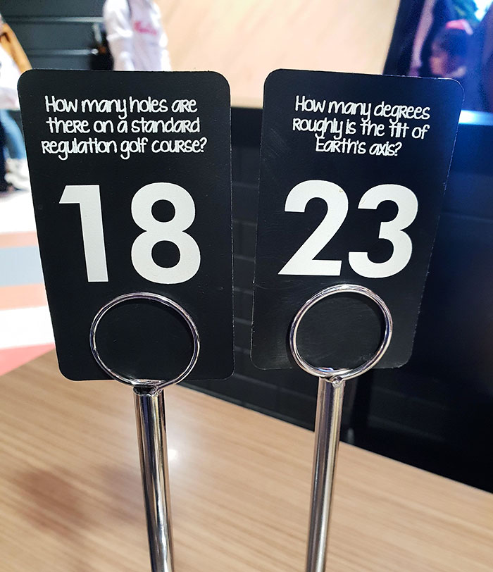 My Local Cafe Has The Table Numbers As Answers To Interesting Facts