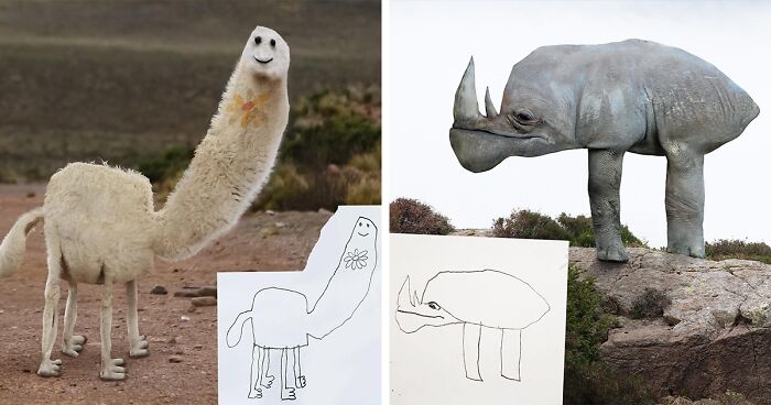 Dad Photoshops Kids’ Drawings As If They Were Real, And It’s Terrifyingly Funny (39 New Pics)