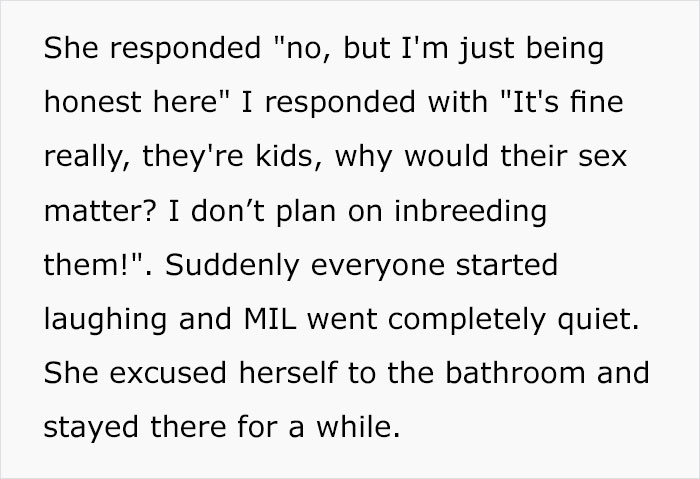 “I Don’t Plan On Inbreeding Them”: Man Claps Back At MIL Complaining About Kids’ Gender