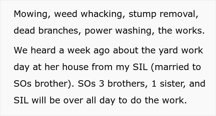 MIL Tries To Guilt-Trip Couple Into Spending Their Anniversary Doing Yard Work For Her, Fails MIL Tries To Guilt-Trip Couple Into Spending Their Anniversary Doing Yard Work For Her, Fails