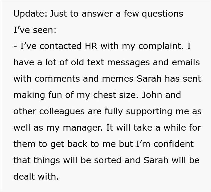 Coworker Keeps Mocking Woman Over Her Large Chest, It Finally Backfires On Her Coworker Keeps Mocking Woman Over Her Large Chest, It Finally Backfires On Her