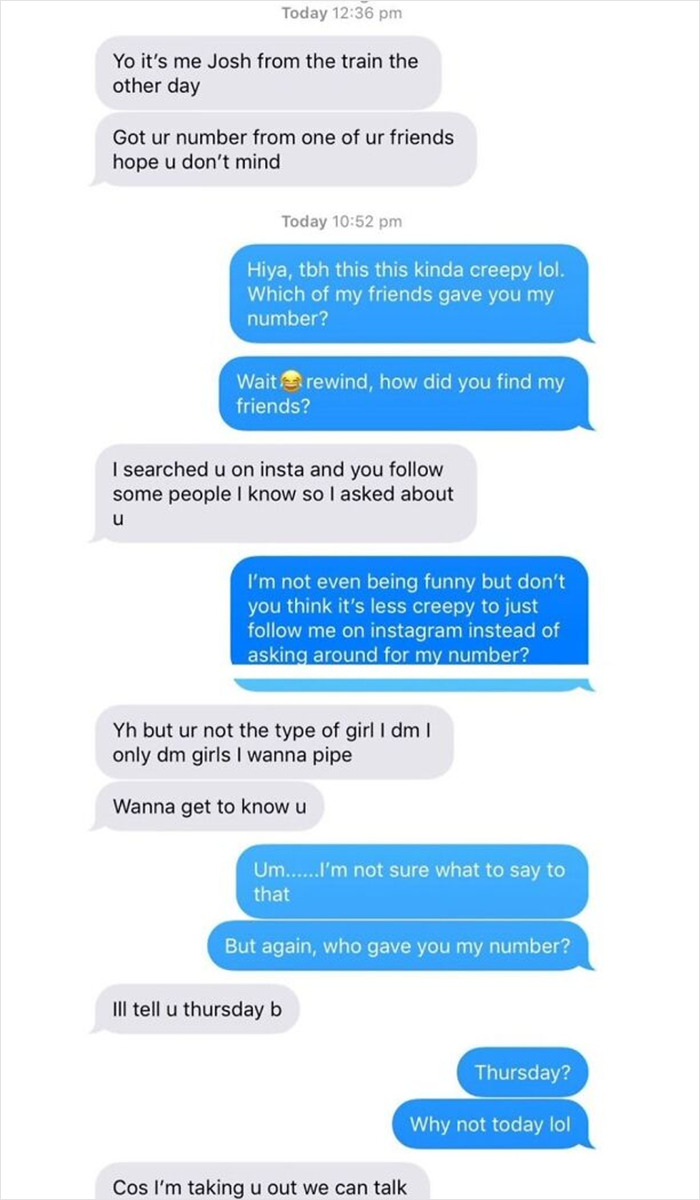 Nice Guy Decides To Stalk Girl He Meets On Train. Then Gets Mad That She Doesn't Like Stalkers