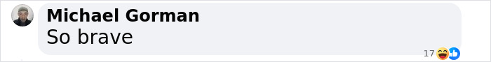 Comment from Michael Gorman reading "So brave," reacting with laughter. Comment from Michael Gorman reading "So brave," reacting with laughter.