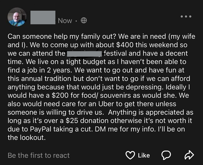 Please Pay For Me And My Wife To Go To A Festival