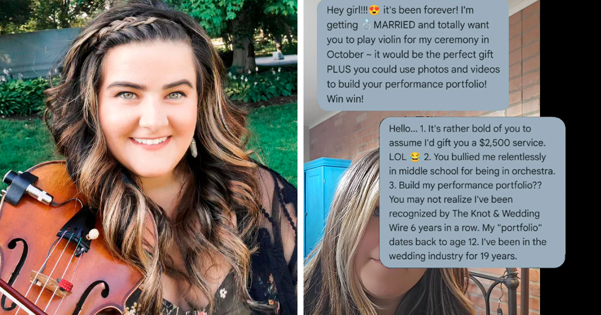 Violinist Shuts Down Childhood Bully Who Expected Her To Play At Her Wedding For Free - Vimarsana News