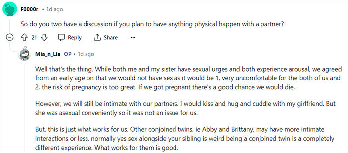 “Feels Like Someone Messing With Your Body”: Conjoined Twin Shares Intimate Lifestyle Details “Feels Like Someone Messing With Your Body”: Conjoined Twin Shares Intimate Lifestyle Details