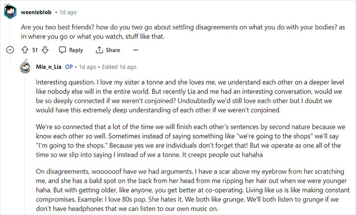 “Feels Like Someone Messing With Your Body”: Conjoined Twin Shares Intimate Lifestyle Details “Feels Like Someone Messing With Your Body”: Conjoined Twin Shares Intimate Lifestyle Details