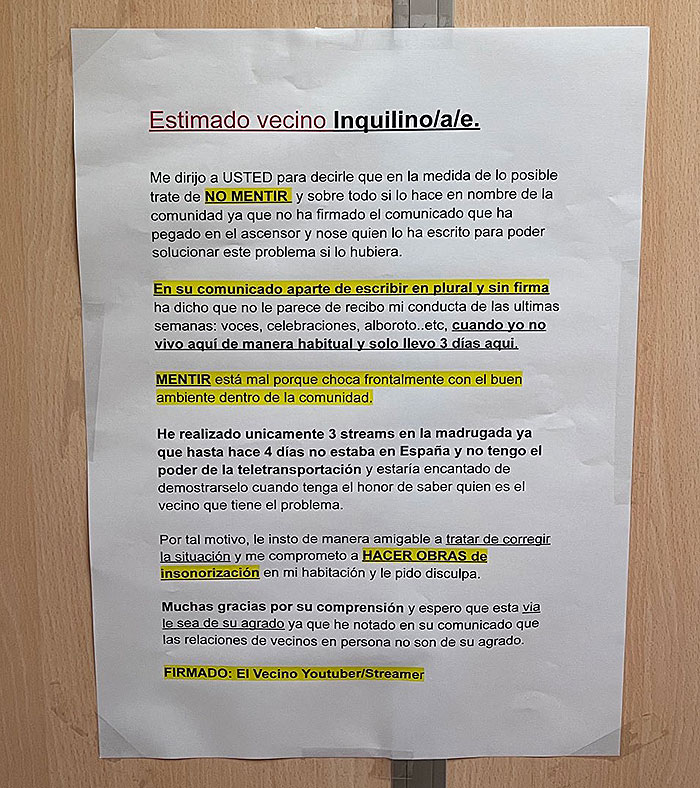 Man Calls Out Neighbor’s Note Asking Him To Limit Night Streams—He Gets A Reality Check Man Calls Out Neighbor’s Note Asking Him To Limit Night Streams—He Gets A Reality Check