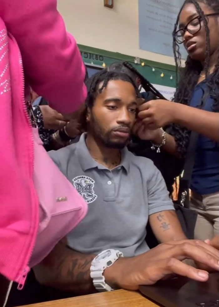 Teacher Sparks Controversy After Posting Video Of Students Unbraiding His Hair, Ends Up Fired Teacher Sparks Controversy After Posting Video Of Students Unbraiding His Hair, Ends Up Fired