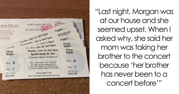Girl With Several Siblings Is Upset After Mom Says Her Birthday Concert Tickets Will Go To Her Bro