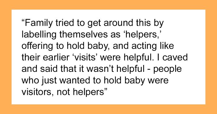 “[Am I The Jerk] For Telling Family I Didn’t Find Their Visiting And Holding My New Baby ‘Helpful’?”