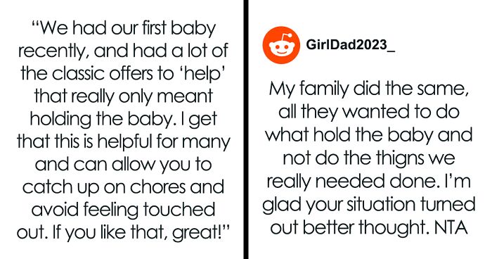“[Am I The Jerk] For Telling Family I Didn’t Find Their Visiting And Holding My New Baby ‘Helpful’?”