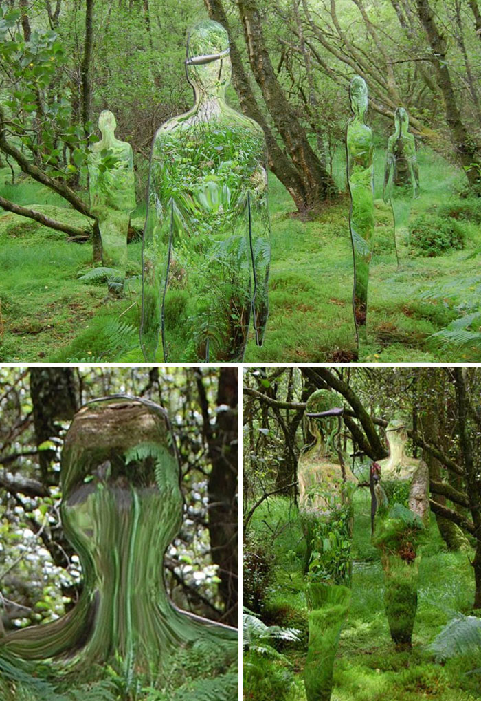 Mirror Sculptures Reflect The Forest By Scottish Artist Rob Mulholland