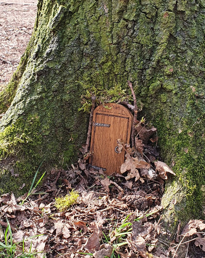 My Dad Made A Solid Oak Secret Door For People To Discover On Their Walks