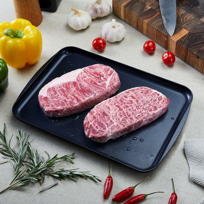 Forget About Remembering To Thaw Your Meat. This Defrosting Tray For Frozen Meat Does It In A Jiffy!