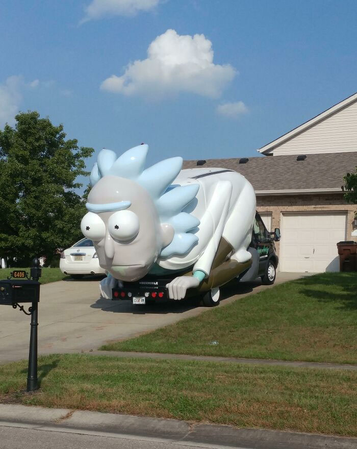 There's A Rickmobile From Rick And Morty At My Neighbor's House
