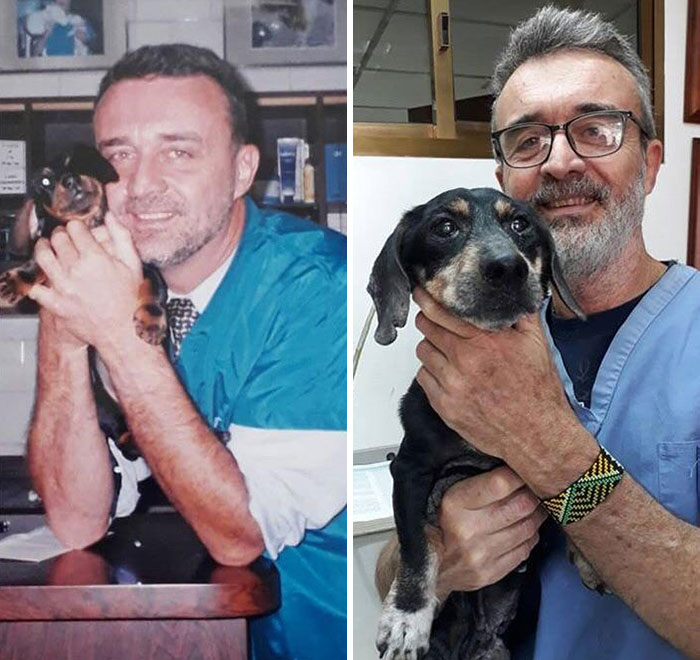Veterinarian Caring For The Same Dog 15 Years Apart