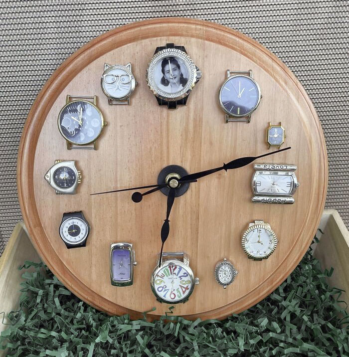 My Aunt Recently Died. I Made A Clock Using Her Most Worn Watches. Gifted To My Mom For Mother's Day