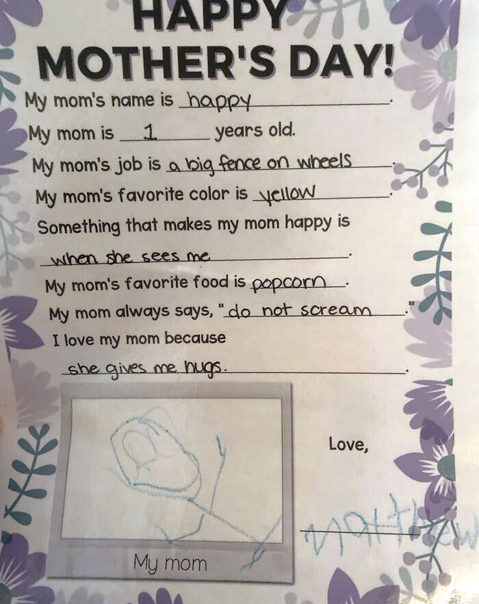 My Four-Year-Old Just Gave Me This For Mother’s Day. Everything Is Totally True