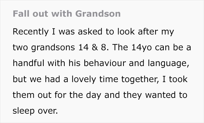 Lady Asks If She's Unreasonable For Not Buying Grandson A Birthday Gift After He Punched Her Lady Asks If She's Unreasonable For Not Buying Grandson A Birthday Gift After He Punched Her
