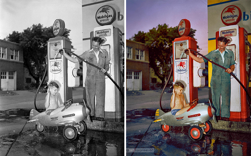 Having Fun At The Gas Station, 1940