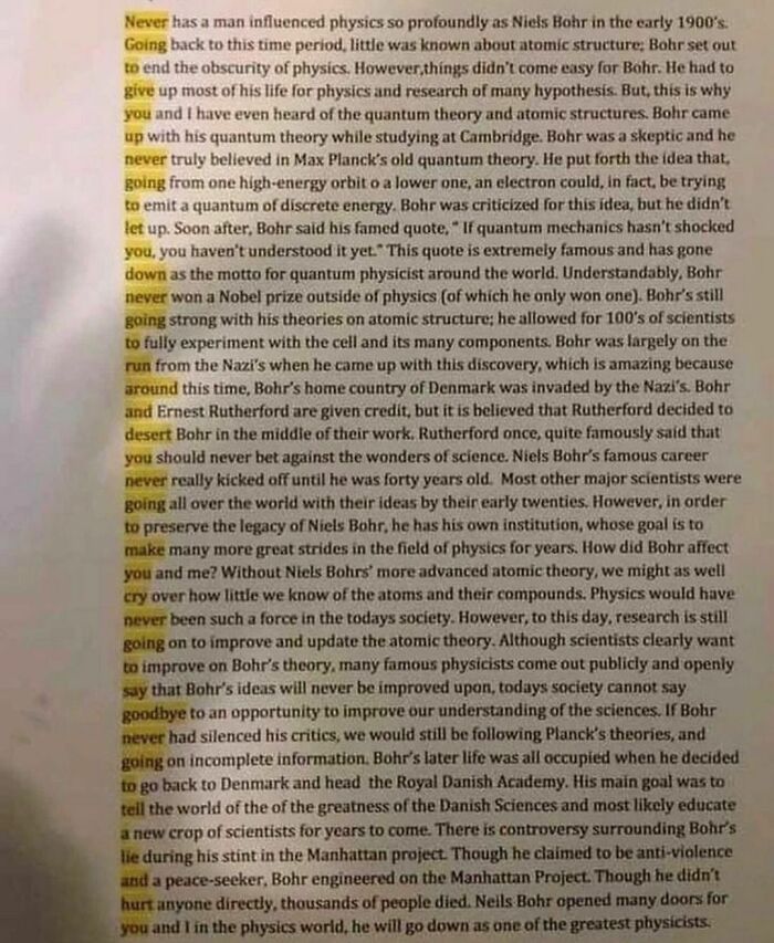 Highlighted text on a printed page featuring random and cringe photos humorously emphasizing the word "never."