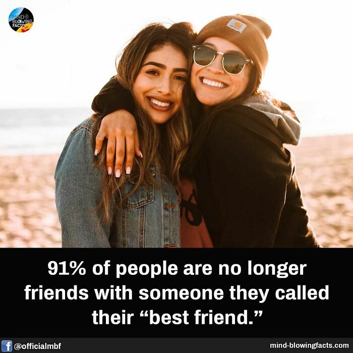 Two smiling women hugging on a beach, illustrating mind-blowing facts about changing friendships.
