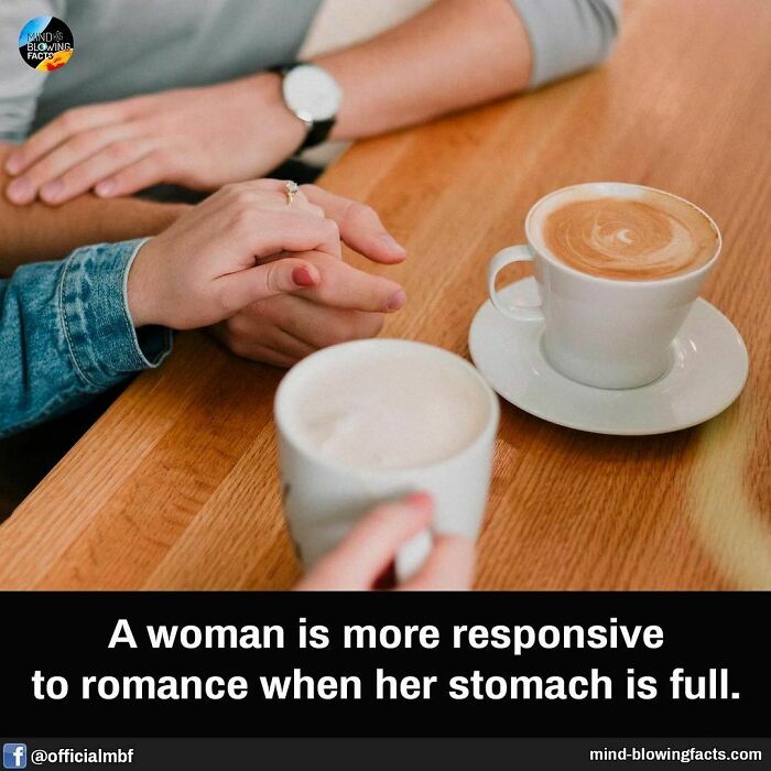Couple holding hands over a wooden table with two cups of coffee, illustrating mind-blowing facts about romance.