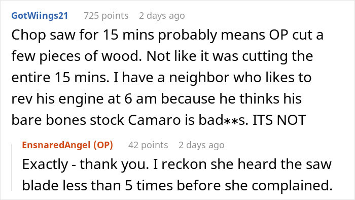 Woman Asks Neighbor To Not Use Her Power Tools After 8PM As It’s Her Kids’ Bedtime, She Refuses Woman Asks Neighbor To Not Use Her Power Tools After 8PM As It’s Her Kids’ Bedtime, She Refuses