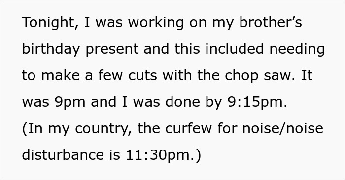 Woman Asks Neighbor To Not Use Her Power Tools After 8PM As It’s Her Kids’ Bedtime, She Refuses Woman Asks Neighbor To Not Use Her Power Tools After 8PM As It’s Her Kids’ Bedtime, She Refuses