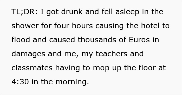 "TIFU By Falling Asleep In The Shower And Flooding The Hotel" "TIFU By Falling Asleep In The Shower And Flooding The Hotel"