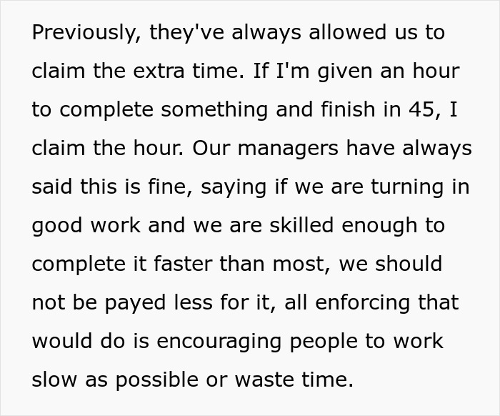 Worker Refuses To Accept Lower Pay For Finishing Work Faster, Tests Corporate Policy Worker Refuses To Accept Lower Pay For Finishing Work Faster, Tests Corporate Policy