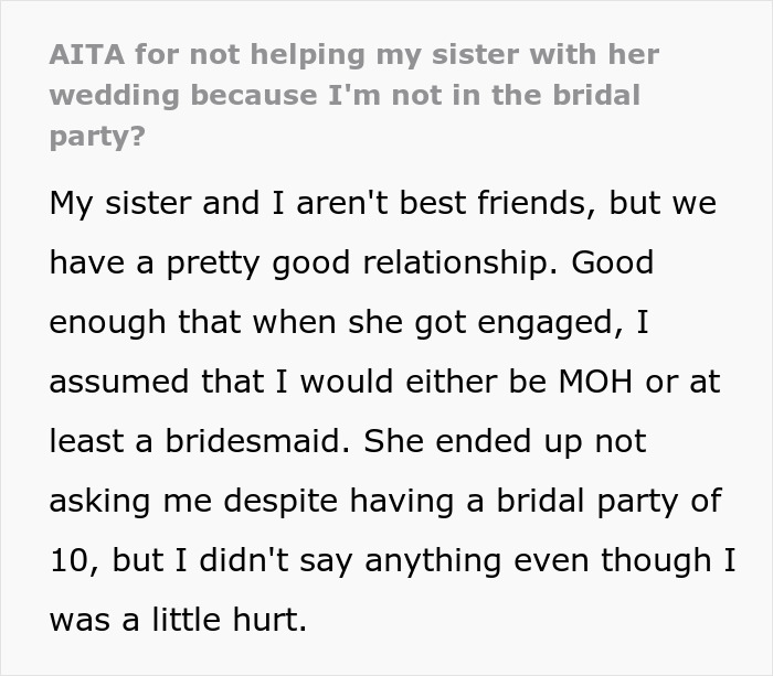 Woman Excludes Sis From Bridal Party Due To Her “Look”, Asks Her To Plan The Wedding, She Refuses Woman Excludes Sis From Bridal Party Due To Her “Look”, Asks Her To Plan The Wedding, She Refuses