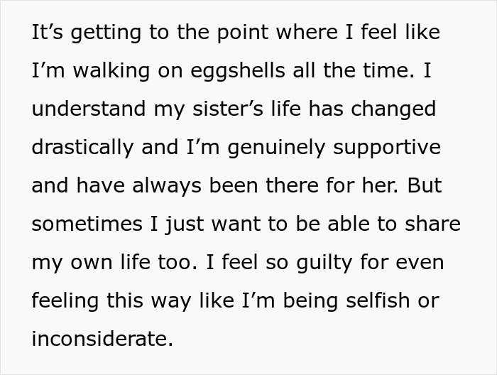 "AITA For What I Said? My Family Won’t Let Me Share Any Good News Because Of My Sister's Disability" "AITA For What I Said? My Family Won’t Let Me Share Any Good News Because Of My Sister's Disability"