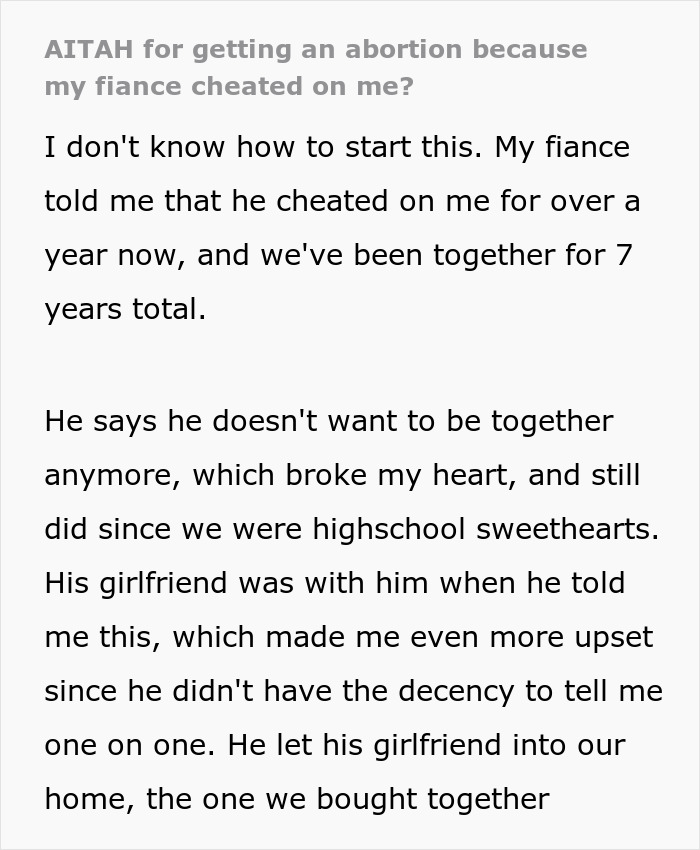 Woman Terminates Pregnancy After Fiancé Cheats, He Is Absolutely Stunned That She Would Dare To Woman Terminates Pregnancy After Fiancé Cheats, He Is Absolutely Stunned That She Would Dare To