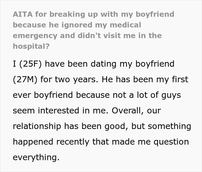"Am I The Jerk For Breaking Up With My Boyfriend Because He Ignored My Medical Emergency?" "Am I The Jerk For Breaking Up With My Boyfriend Because He Ignored My Medical Emergency?"