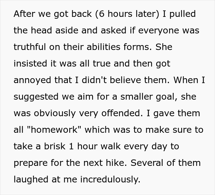 “AITA For Canceling On A Group Of Very Out Of Shape Women That Hired Me To Guide Their Hikes?” “AITA For Canceling On A Group Of Very Out Of Shape Women That Hired Me To Guide Their Hikes?”
