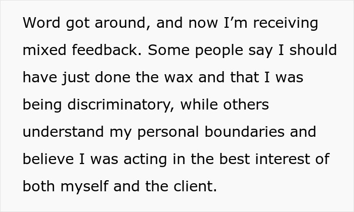 "Am I The Jerk For Refusing To Wax A Trans Woman Because I Didn't Want To Touch Male Genitalia?" "Am I The Jerk For Refusing To Wax A Trans Woman Because I Didn't Want To Touch Male Genitalia?"