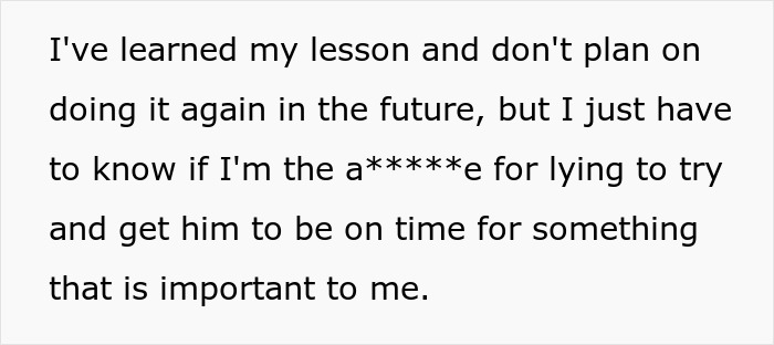 Woman Lies To BF About Event Start Date Because She's Tired Of His Selfish Behavior Woman Lies To BF About Event Start Date Because She's Tired Of His Selfish Behavior